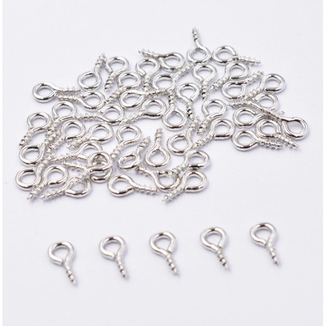 200Pcs / Lot Eyepins Sekrup Kait Berulir Ukuran 4x8mm / 5x10mm Untuk Membuat Perhiasan