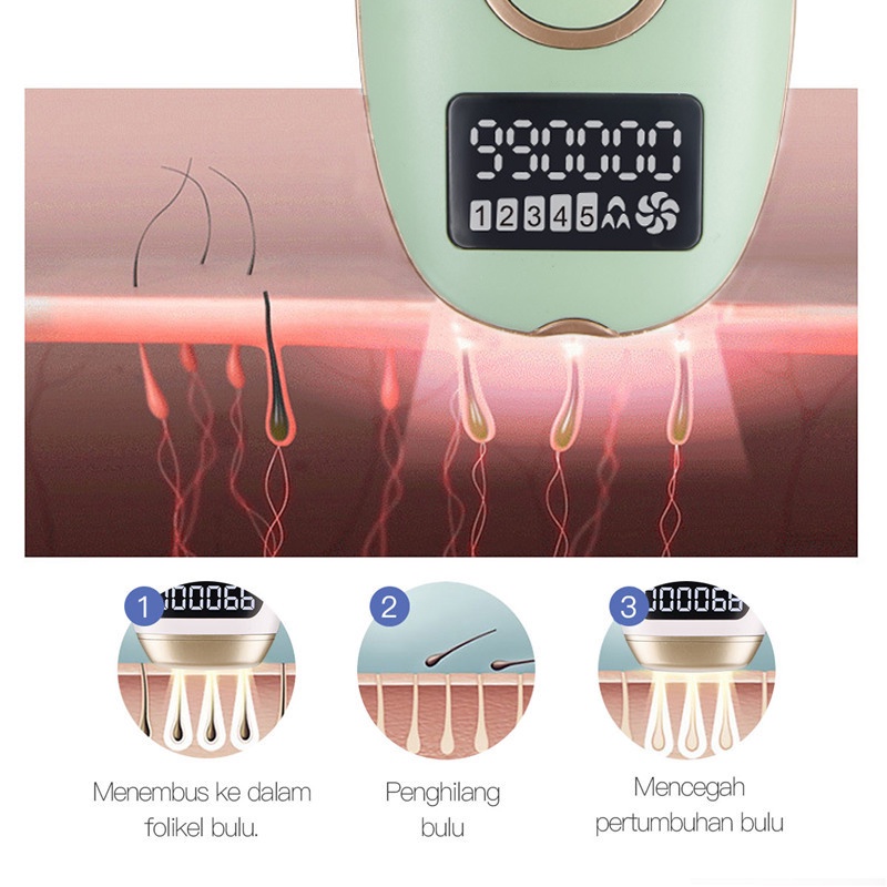 IPL Alat Laser Penghilang Bulu Permanen 990000 Flashes Tanpa Rasa Sakit Hair Removal Laser Penghilang Bulu T4/1096