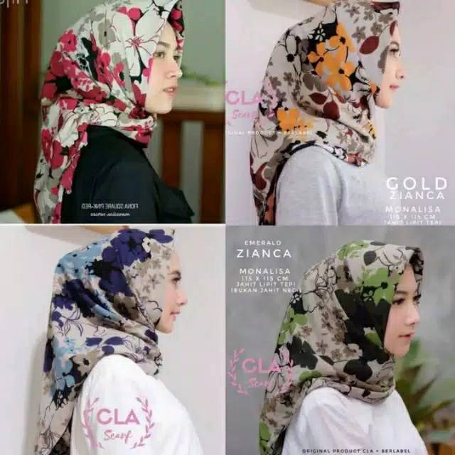 SOLO HIJAB GROSIR MOTIF ZIANCA MAXMARA SQUARE //JILBAB SEGI EMPAT //JILBAB MOTIF