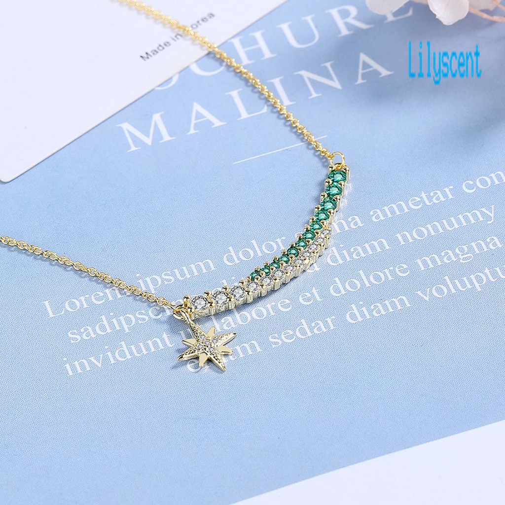 Kalung Liontin Bintang Berlian Imitasi Adjustable Untuk Wanita