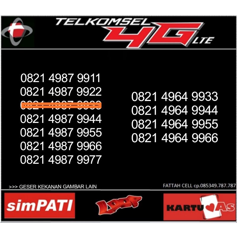 Nomor cantik telkomsel SERI AABB