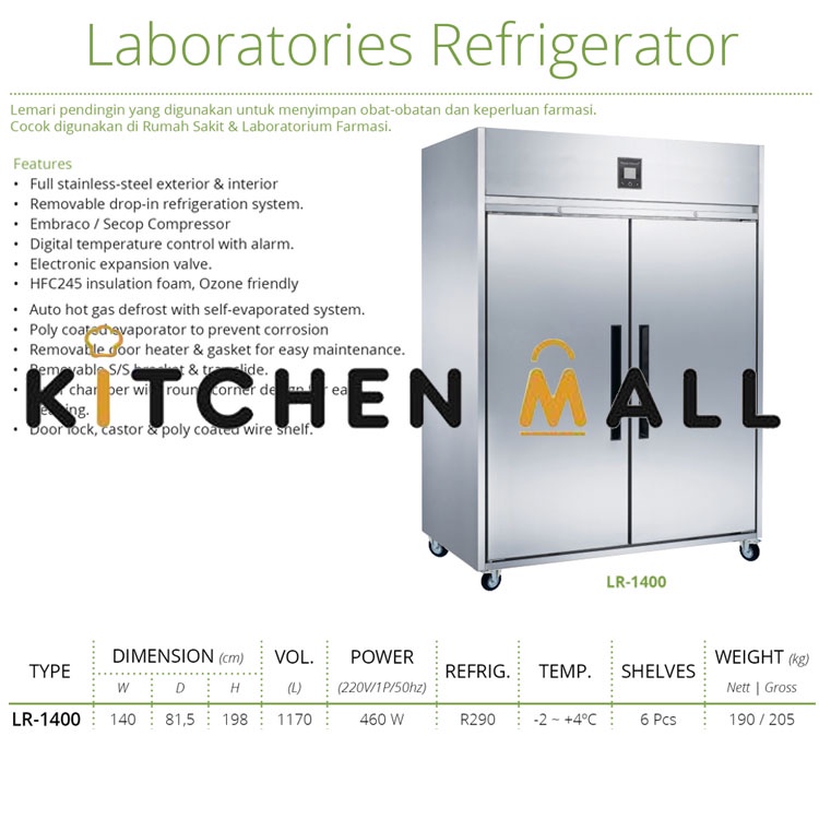 GEA LR-1400 Laboratories Refrigerator - Kulkas Obat - Kulkas Laboratorium Farmasi