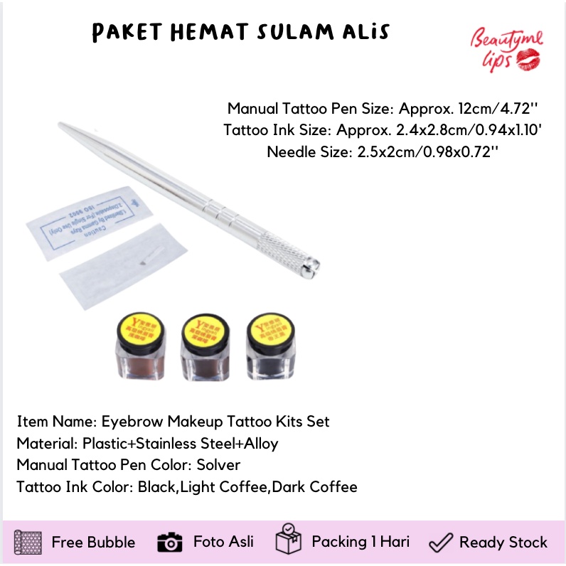 Paket Hemat sulam alis / Pen Microblading Kits Set Manual Pen Needles Ink New / Paket Sulam Alis / Paket Sulam Bibir