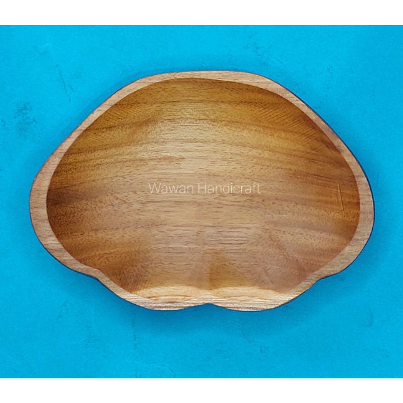 piring kayu/piring saji/saus sambal/piring karakter kerang kayu jati