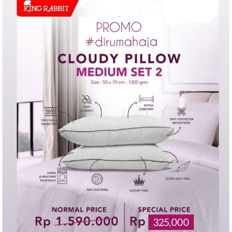 READY STOCK King Rabbit Cloudy Pillow Set of 2pcs (isi 2pcs)