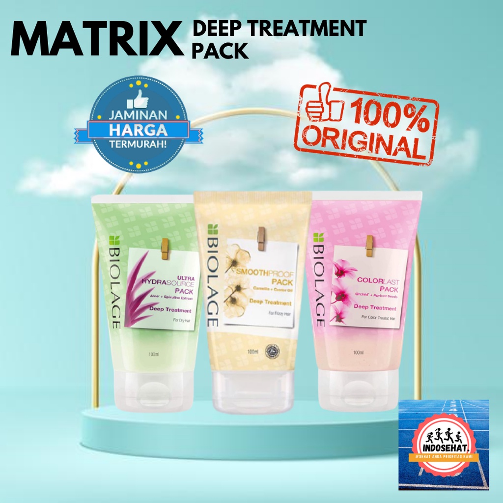 MATRIX Biolage Deep Treatment Pack - Pelembab Pelembut Perawatan Instan Rambut Kering Kusut Mengembang Diwarnai