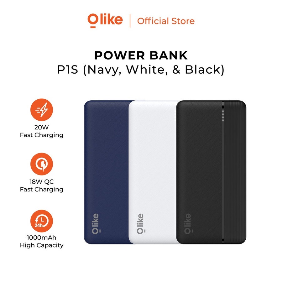 Olike Powerbank 10.000 mAh Quick Charge 18W Power Delivery PD 20W P1S - Hitam