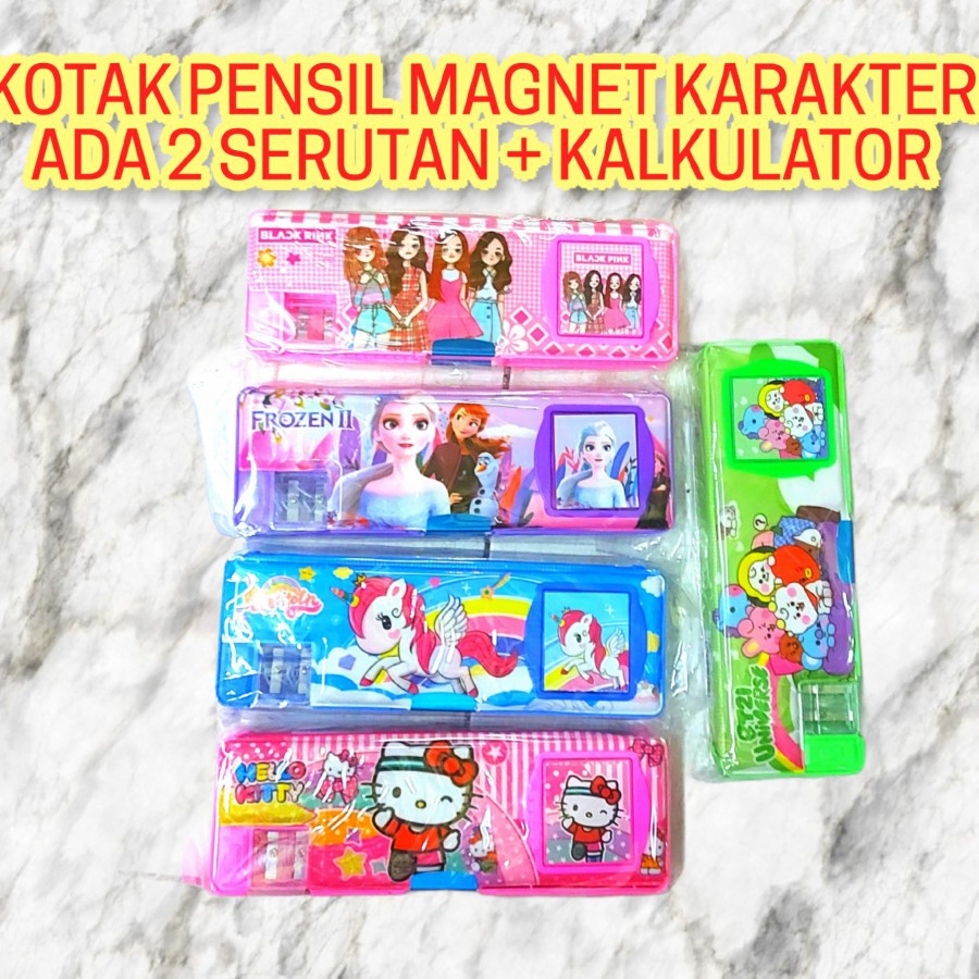 

Kotak Pensil Magnet 2 sisi ada Serutan + Kalkulator