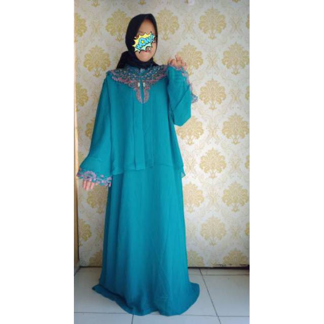 PP Gamis Abaya Sifon Mote polos bordir