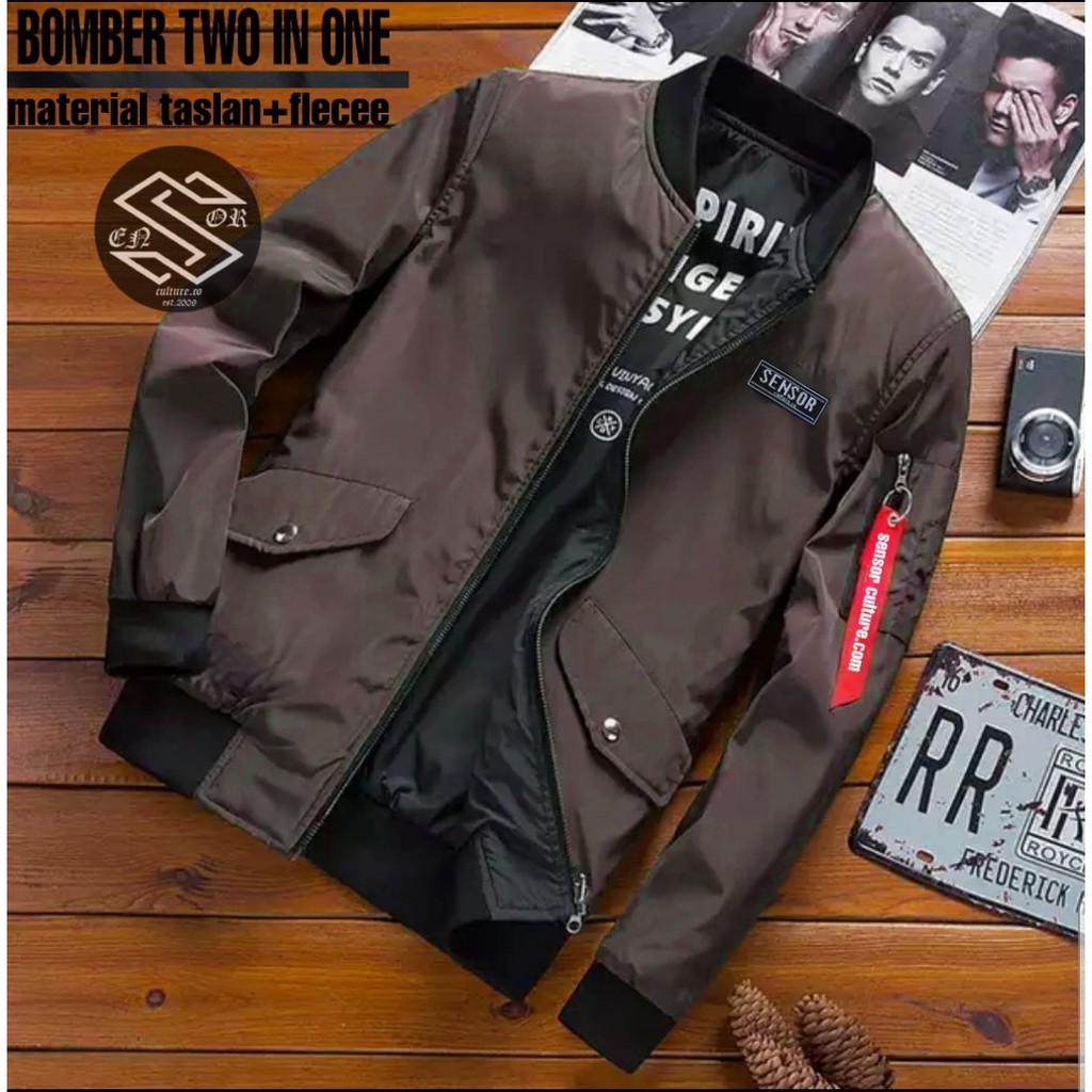 Jaket Bomber Bolak Balik Pria / Jaket Bomber Two in One Terbaru