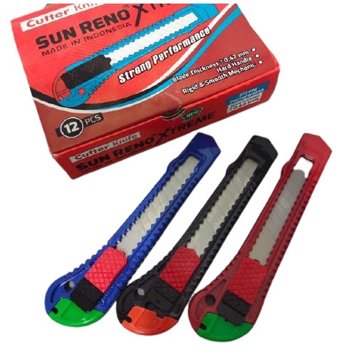 CS12 - CUTTER Berwarna Knife Sun Reno Xtreme Satuan Tajam