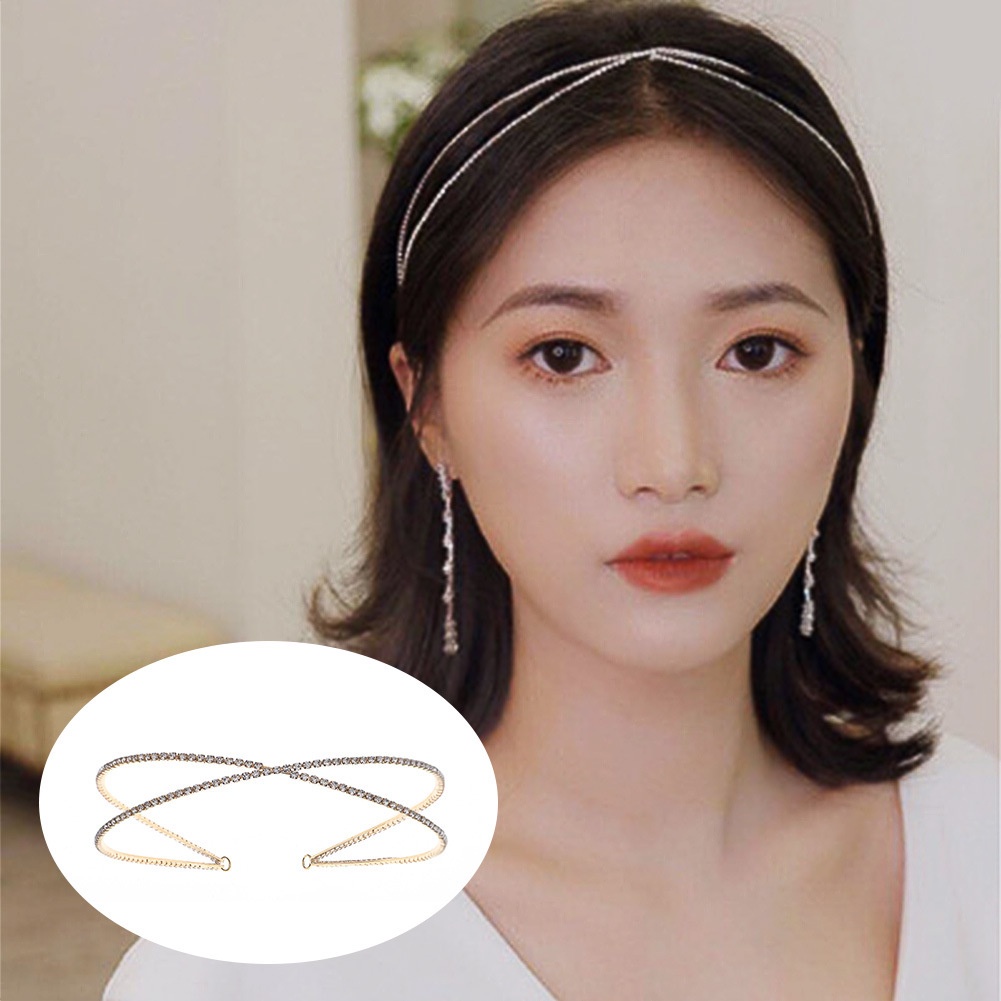 Dream Goddess Double Draining Rhinestone Thin Headband / Fashion Elegant Concise Generous Stone Headwear / Simple Personality Trend Beautiful Hair Accessories