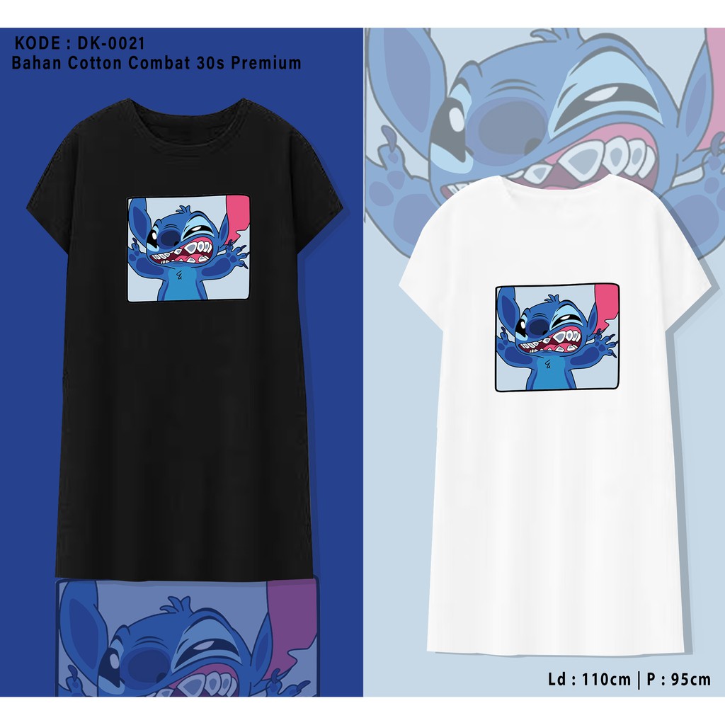 STITCH NE  / TERMURAH /TERUSAN SANTAI BAJU DRESS KATUN WANITA LENGAN PENDEK / TUMBLR TEE /  OVERSIZE