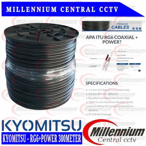 KABEL KYOMITSU RG6 + POWER 300METER / KABEL COAXIAL RG6+POWER PREMIUM
