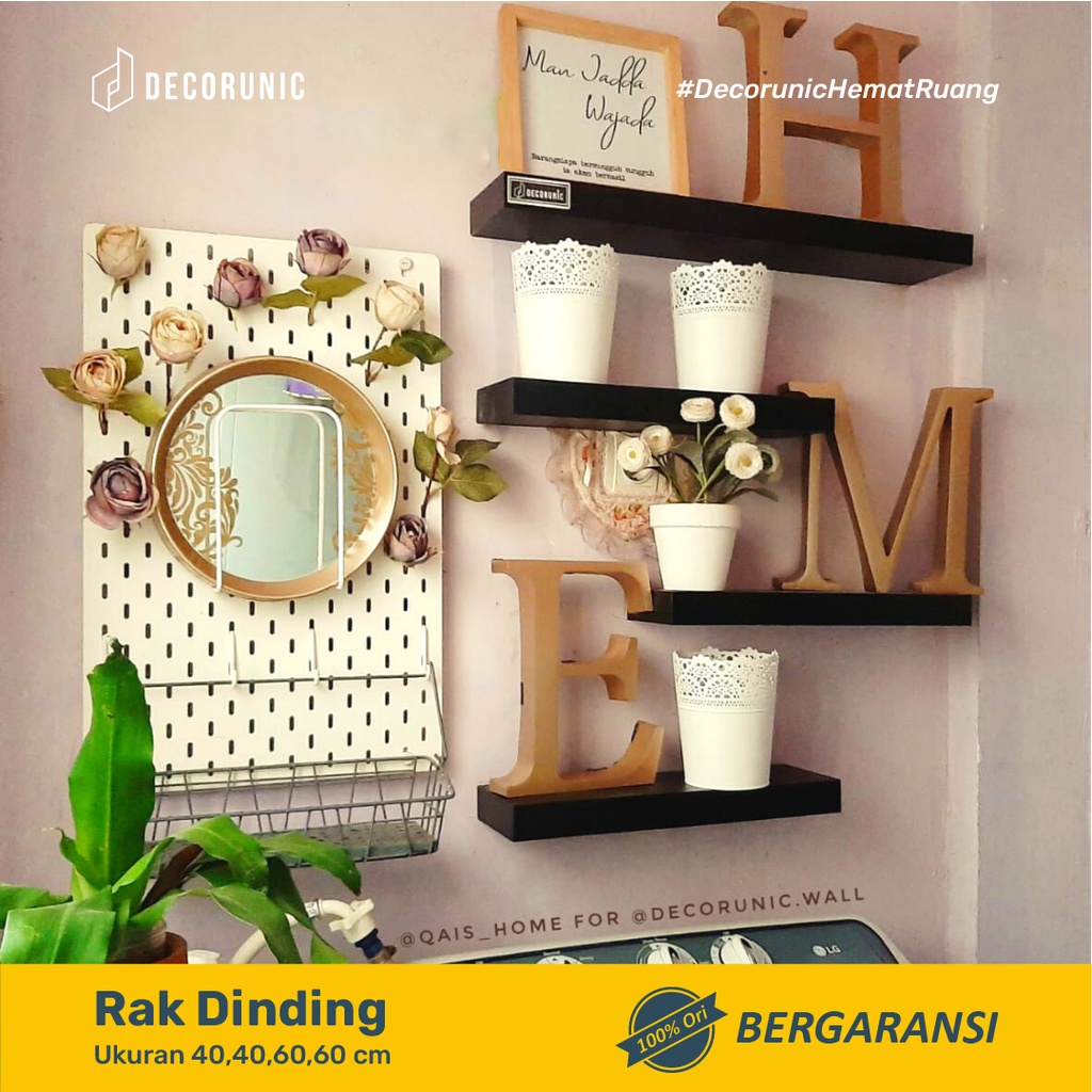 Decorunic Paket 2IN1 Laci Tv Tempel Dinding dan Rak Dinding Ukuran 40,40,60,60 cm Minimalis