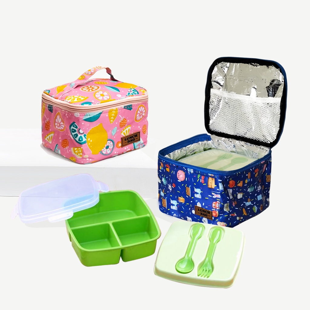 Cooler bag tas pendingin asi anti air lunch bag waterproof Coolerbag motif Tas bekal anak sekolah lunch bag motif tas Insulin inner aluminium foil tas penyimpanan asi dan makanan