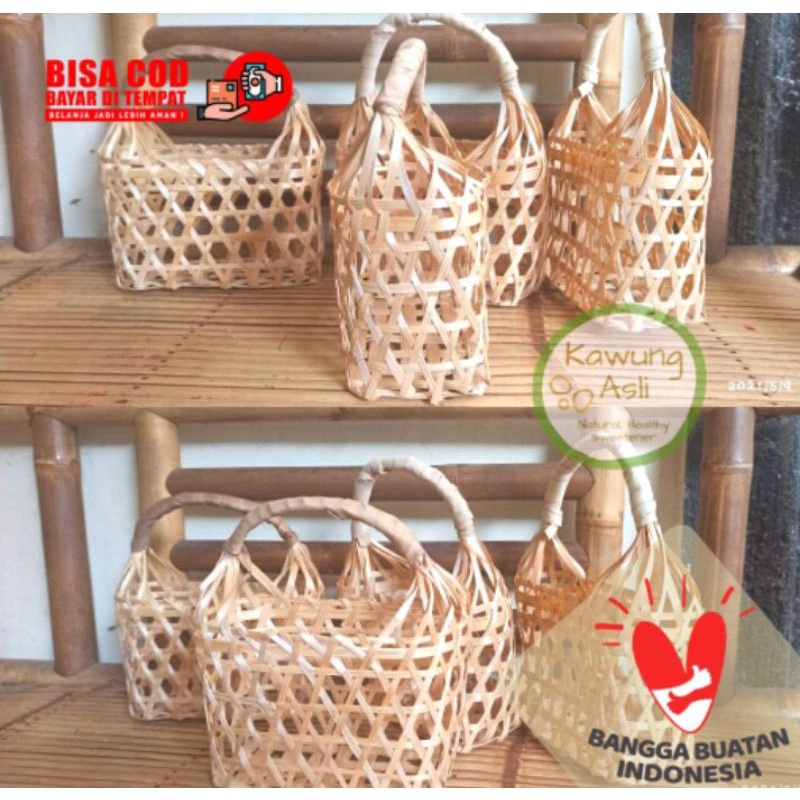 Tas jingjing anyaman keranjang hampers botol keranjang buah