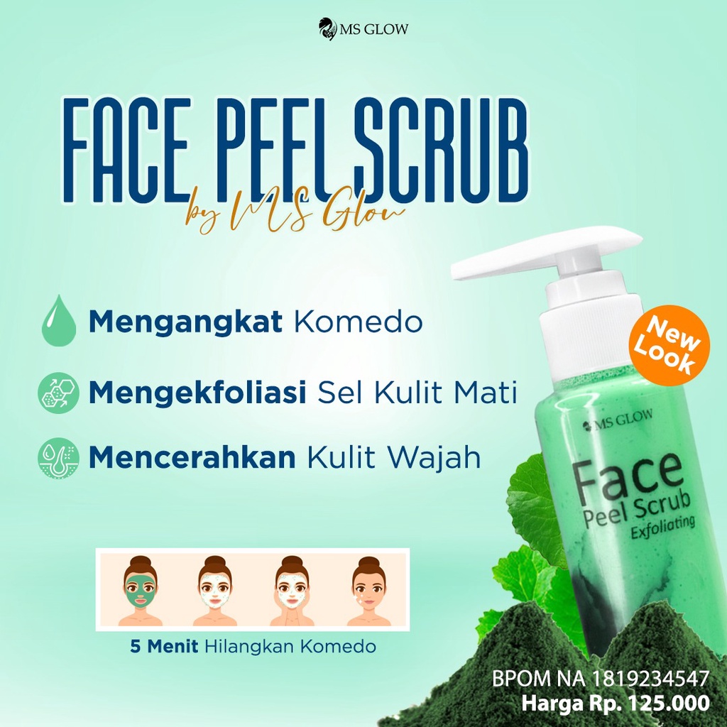 MS Glow Face Peel Scrub Exfoliating Rumah Cantik 354 Peel Scrub Wajah Memudarkan dan Membersihkan Noda Hitam di Wajah