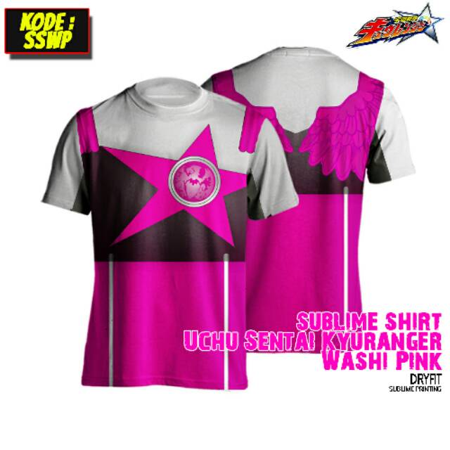 T-SHIRT SUBLIME KAOS BAJU- SUPER SENTAI KYURANGER KYUURANGER WASHI PINK