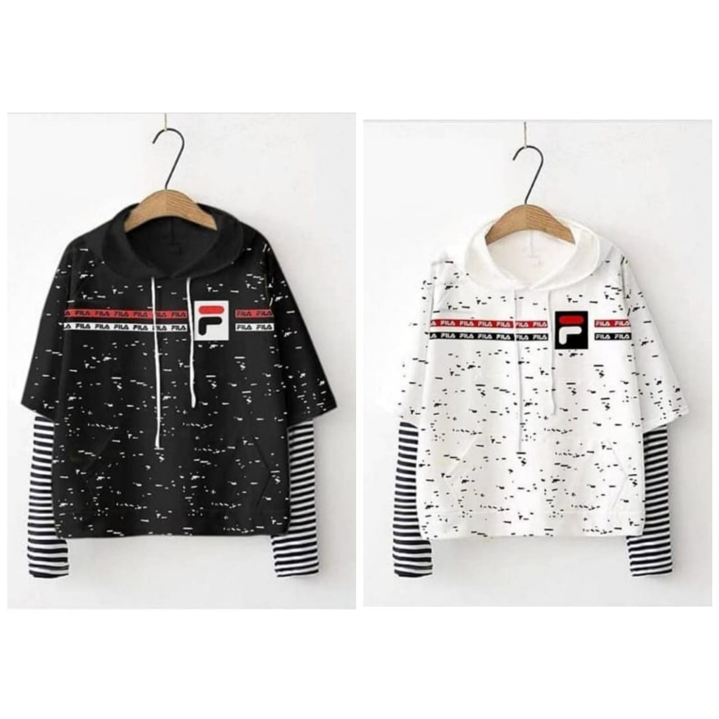Sweater hodie FILA Polkadot dikies bahan babyterri fit L