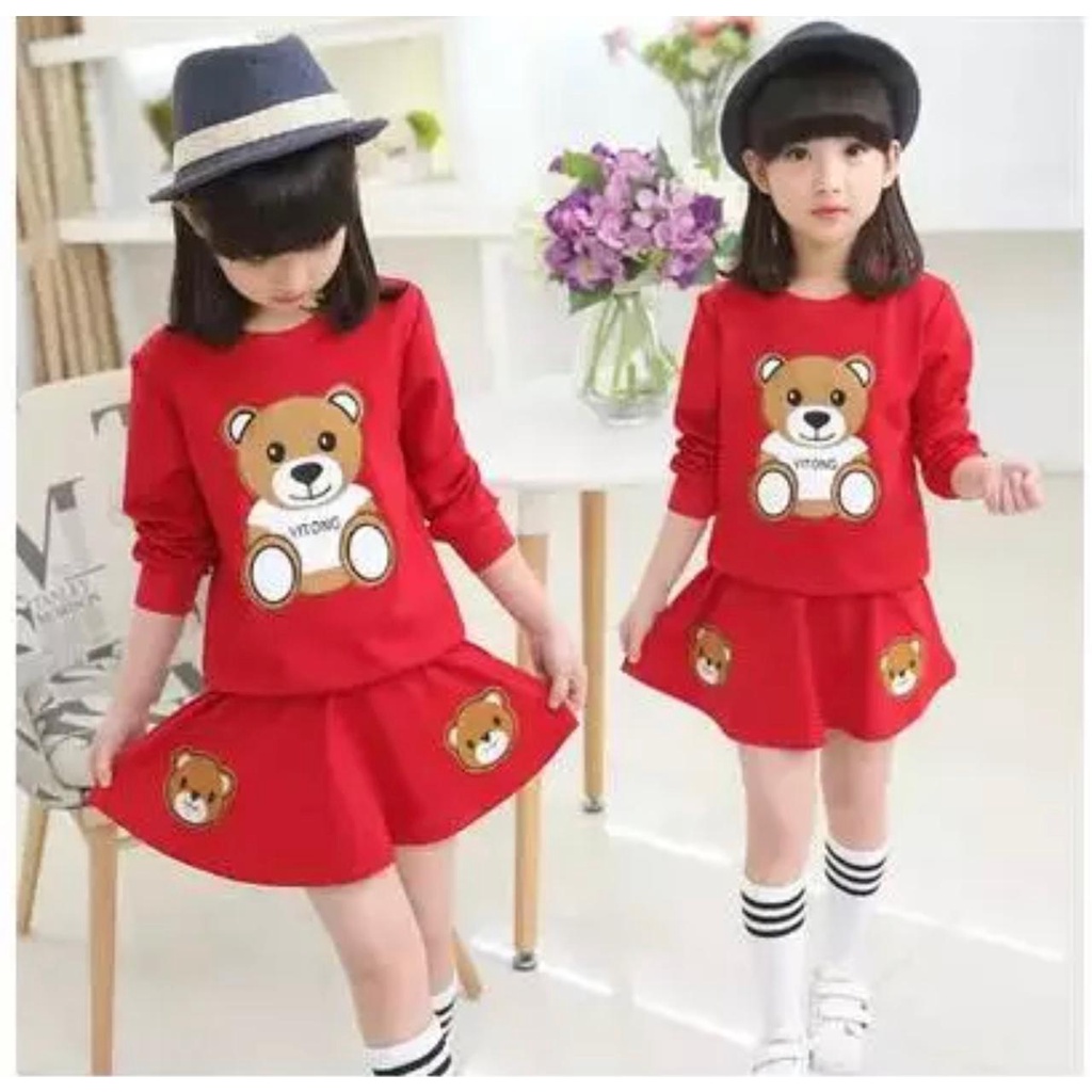 Setelan Rok anak perempuan baju panda anak perempuan terbaru 1-7 Tahun