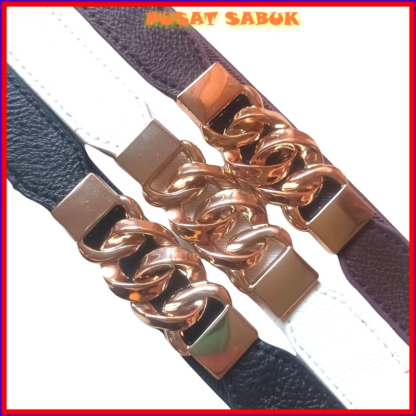 Gesper Belt Kecil Ikat Pinggang Wanita Fashion Sabuk Elastis Aksesoris Cewek Karet Import Slim Kecil Kekinian Modern Gasper Mewah Grosir Murah Pesta Cantik Melar Modis