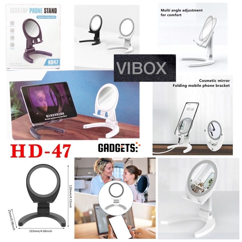 MINIGO~HD-47 - Holder Folding Desktop Stand Cermin Holder HP HD47 HOLDER HANDPHONE MEJA BISA JADI CERMIN