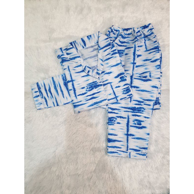 Baju Tidur Piyama Wanita Cewek Pajamas Dewasa Motif Tie Dye PP-PP TIE DYE LINE BLUE