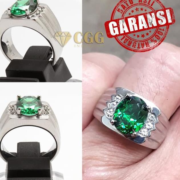 Harga Bersahabat-315  Cincin Batu Green Aquamarine Super Mewah - Putih, 8