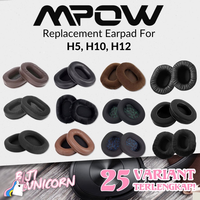 Earpad Earcup Ear Cushion MPOW H5 H10 H12 H 5 10 12 Bantalan Busa Pad - PU Black