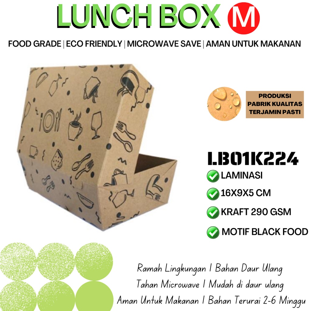 Paper Lunch Box Medium Lunchbox Medium (LB1K224-Laminasi)