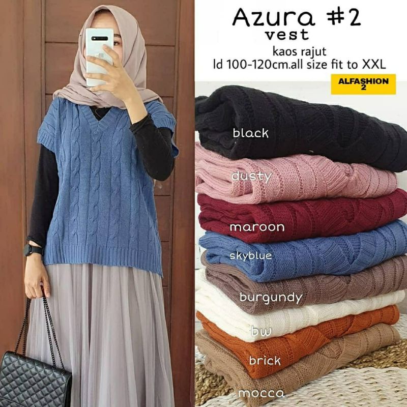 Azura #2 Vest, OUTER WANITA CANTIK BAHAN KAOS RAJUT LD 100-120 TERMURAH TERJUMBO