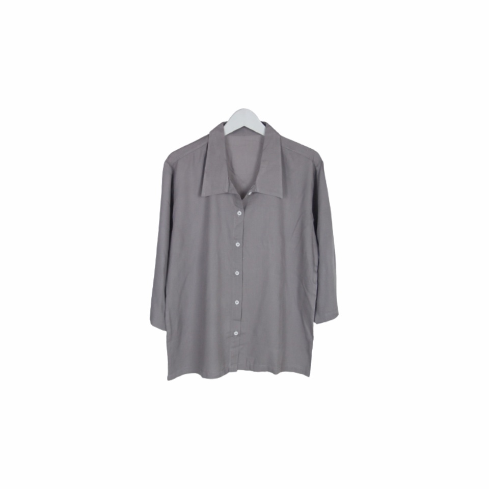 BLOUSE WANITA POLOS LENGAN PANJANG KATUN RAYON ORGANIK 7/8 ATASAN BLOUSE ALLSIZE-Blouse Abu