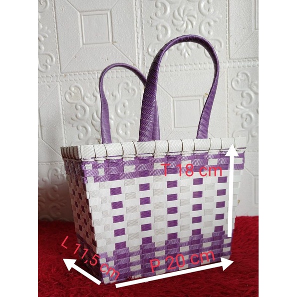 Tas hajatan / tas anyaman anting murah / tas pasar / hempers lebaran