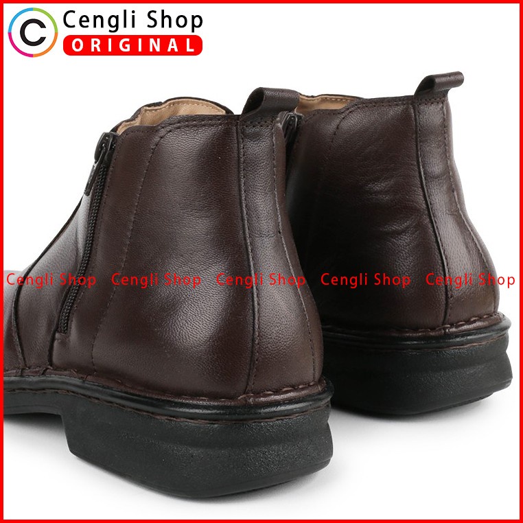 SEPATU BOOT KULIT OBERMAIN PRIA ORIGINAL FORMAL BRANDED COKLAT OM13