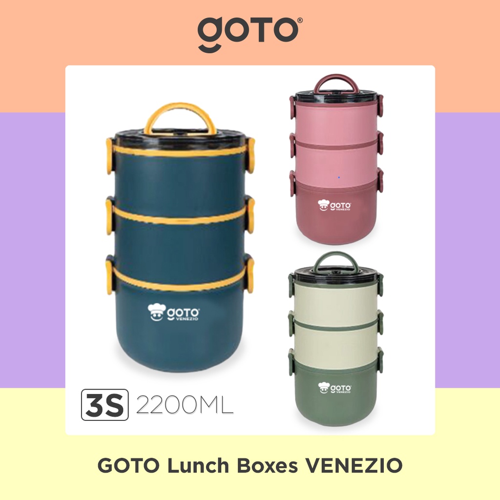 Goto Venezio Kotak Makan Bekal Anti Tumpah Lunch Box Set Rantang Susun