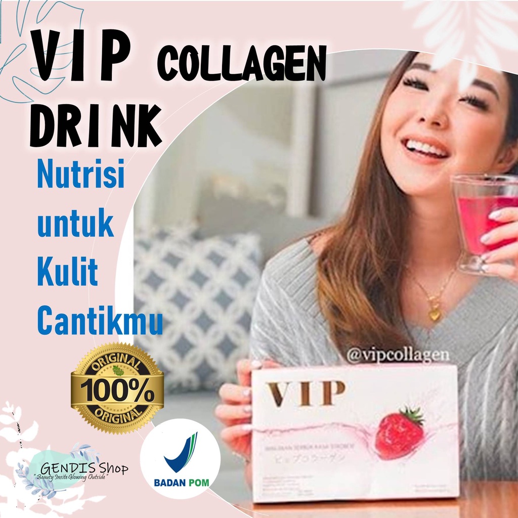 VIP Collagen Drink Minuman Collagen Colagen Kolagen Pemutih Badan BPOM Permanen isi 20