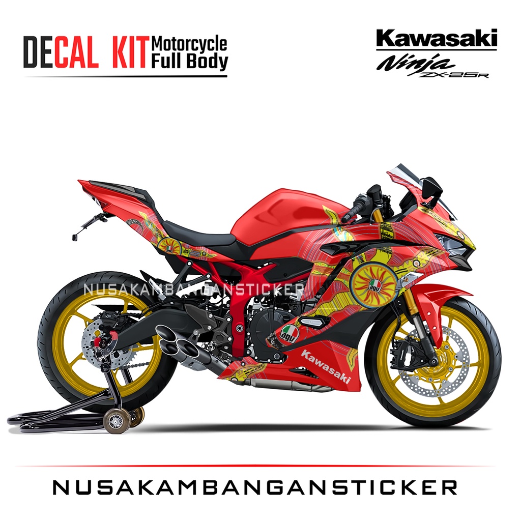 Stiker Ninja ZX25R Livery Continent Merah