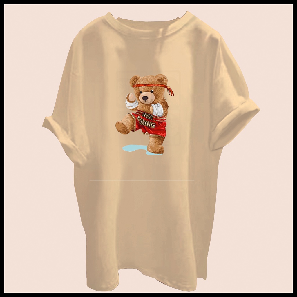 CALVIERO SHOP - BAJU KAOS ATASAN WANITA BEAR BOXING PRINT