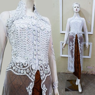 Busana Baju Akad Ijab Putih Pengantin Tile Payet Rok Batik ...