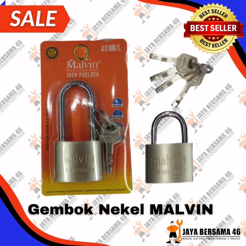 GEMBOK NEKEL PUTIH MALVIN 30 40 50 60 PENDEK PANJANG / GEMBOK PAGAR / GEMBOK KAMAR / GEMBOK ANTI MALING / GEMBOK MOTOR / GEMBOK GARASI / GEMBOK SERBAGUNA / LEHER PANJANG PENDEK