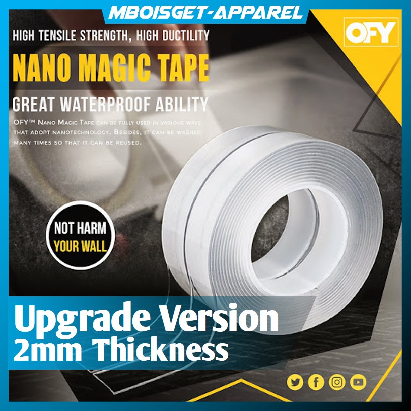 

MBOISGET - SzGlue Double Tape Perekat Bening Transparent No Trace Washable Sticker (3 x 0.2 cm)