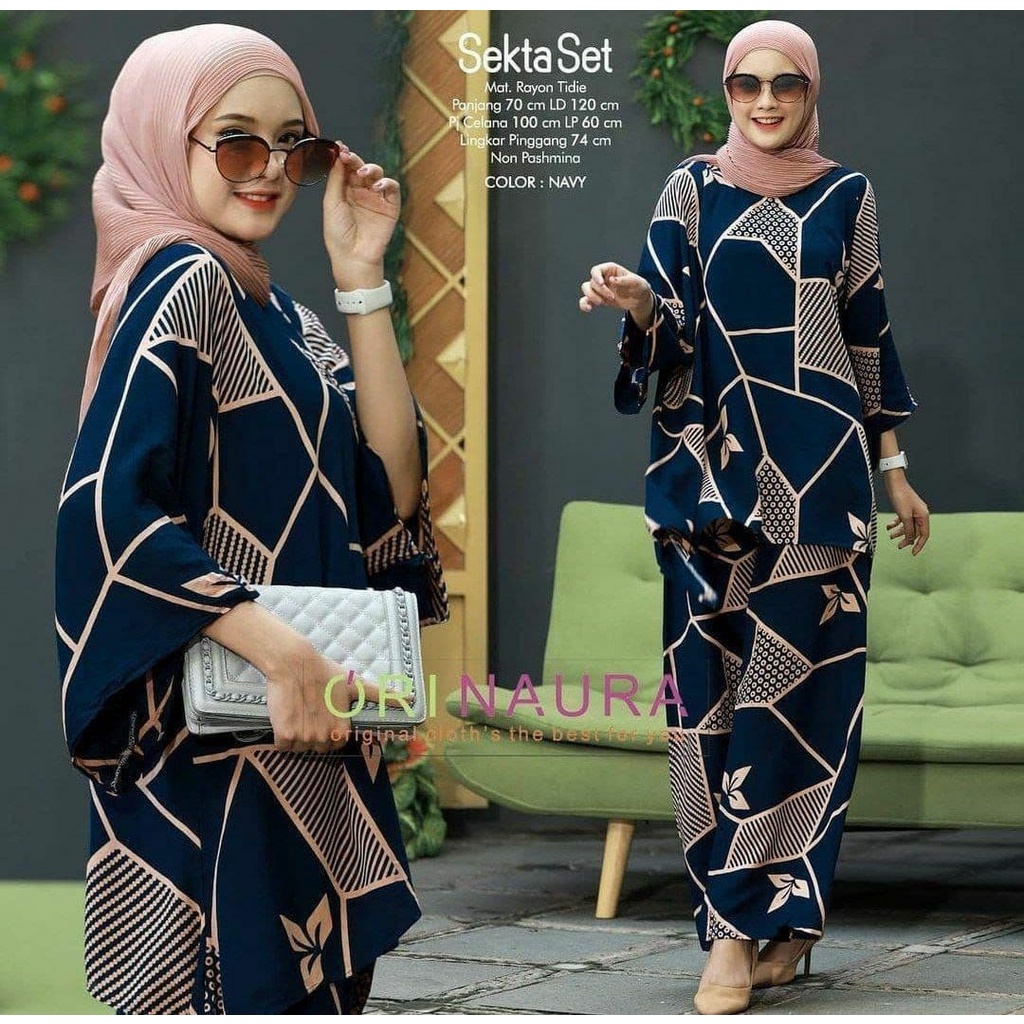 One Set Jumbo Waka Waka SEKTA Setelan Wanita Rayon Premium  Set Celana Panjang Tie Dye Kekinian