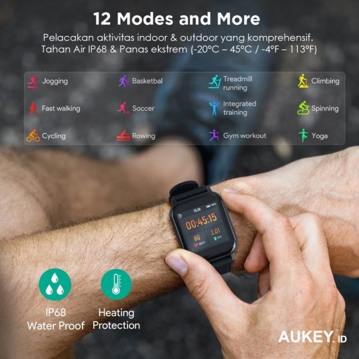 Aukey Smartwatch Series LS-02 / Smartwatch Fitness Jogging Tracker