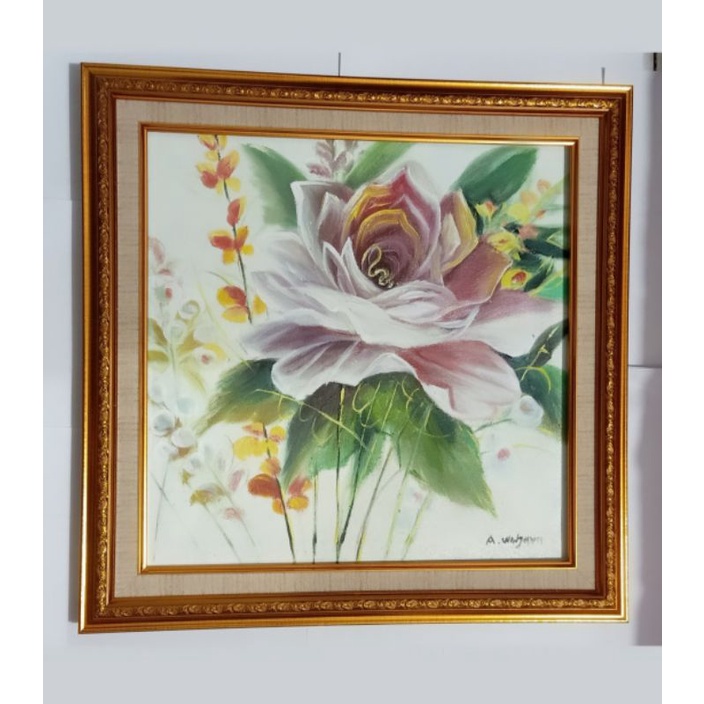 Lukisan Bunga / Lukisan Tangan Asli / Lukisan kanvas Berkualitas