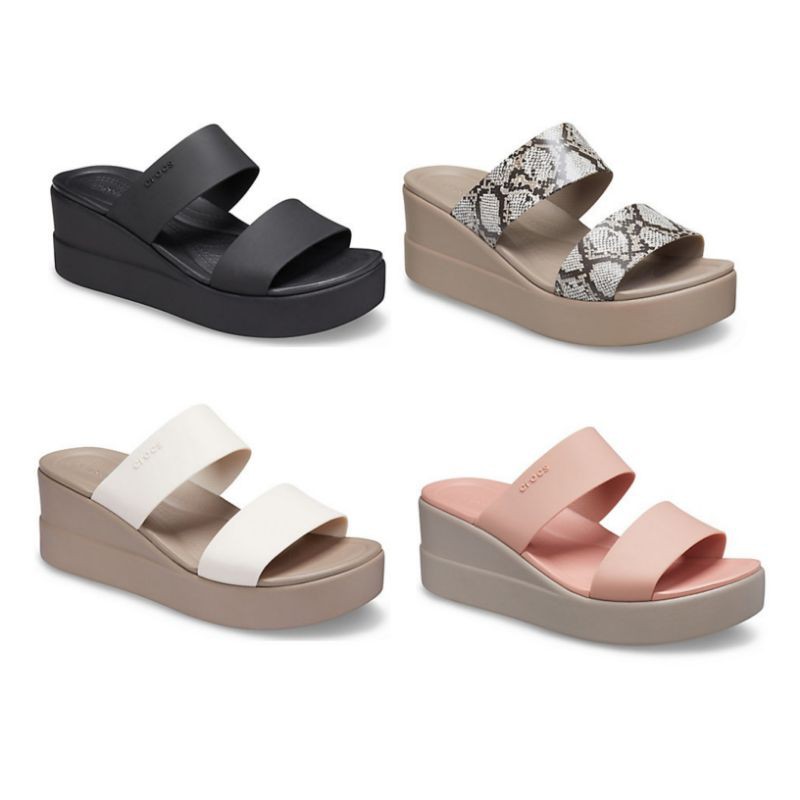 Crocs LiteRide Brooklyn Mid Wedges | Crocs Wanita | Sandal Wanita | Sendal Wedges | Sandal Karet