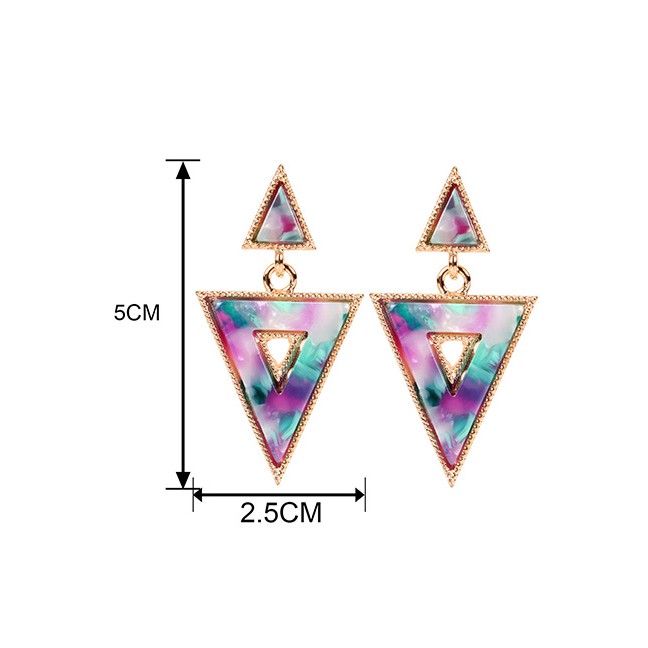 LRC Anting Tusuk Fashion Triangle Hollowed Out Acetic Acid Plate Earrings F80146