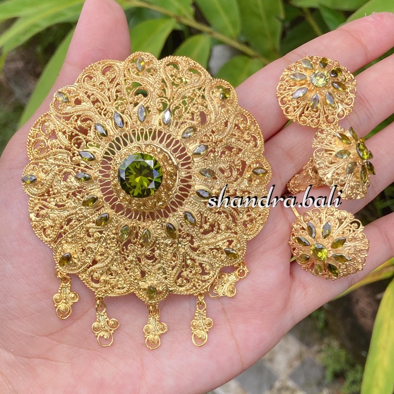 Shandra Jewelry - Set Bros Prada Jumbo Alpaka Bali Emas Kebaya Hijab