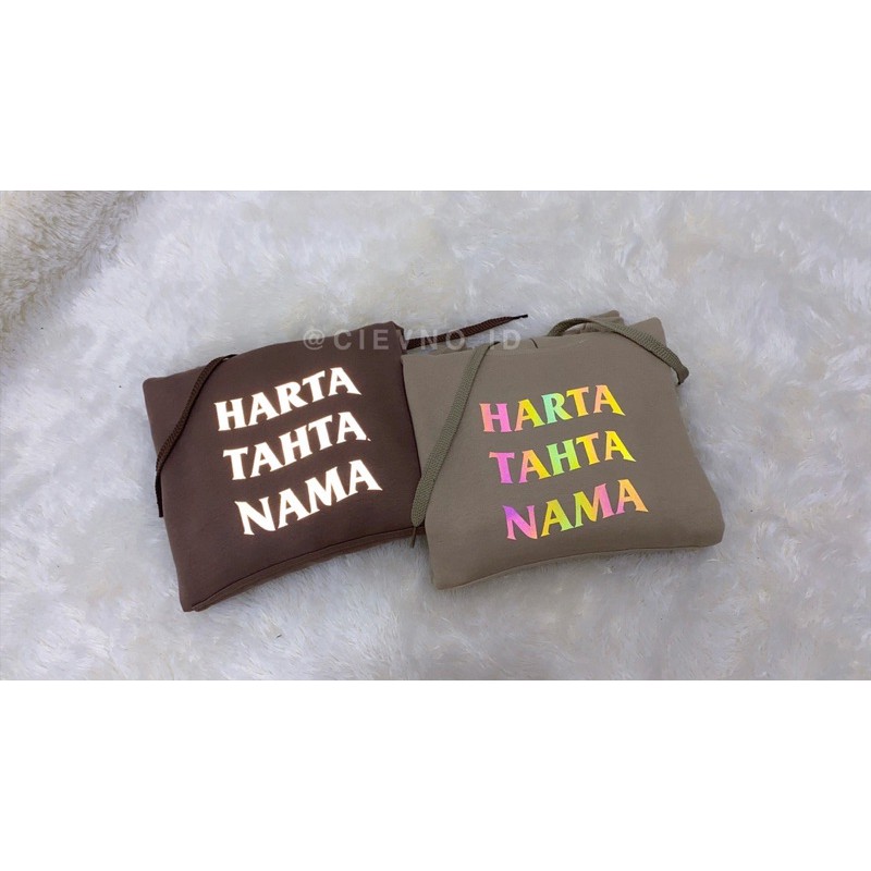 HOODIE HARTA TAHTA CUSTOM NAMA SILVER/RAINBOW REFLECTIVE