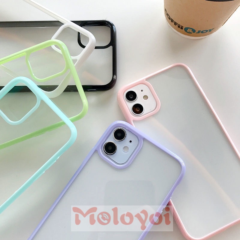 Soft Case TPU Transparan Shockproof Ultra Tipis Warna Polos Untuk IPhone 7 8 Plus 11 12 13 Pro MAX X XR XS MAX 6 6s Plus SE 2020